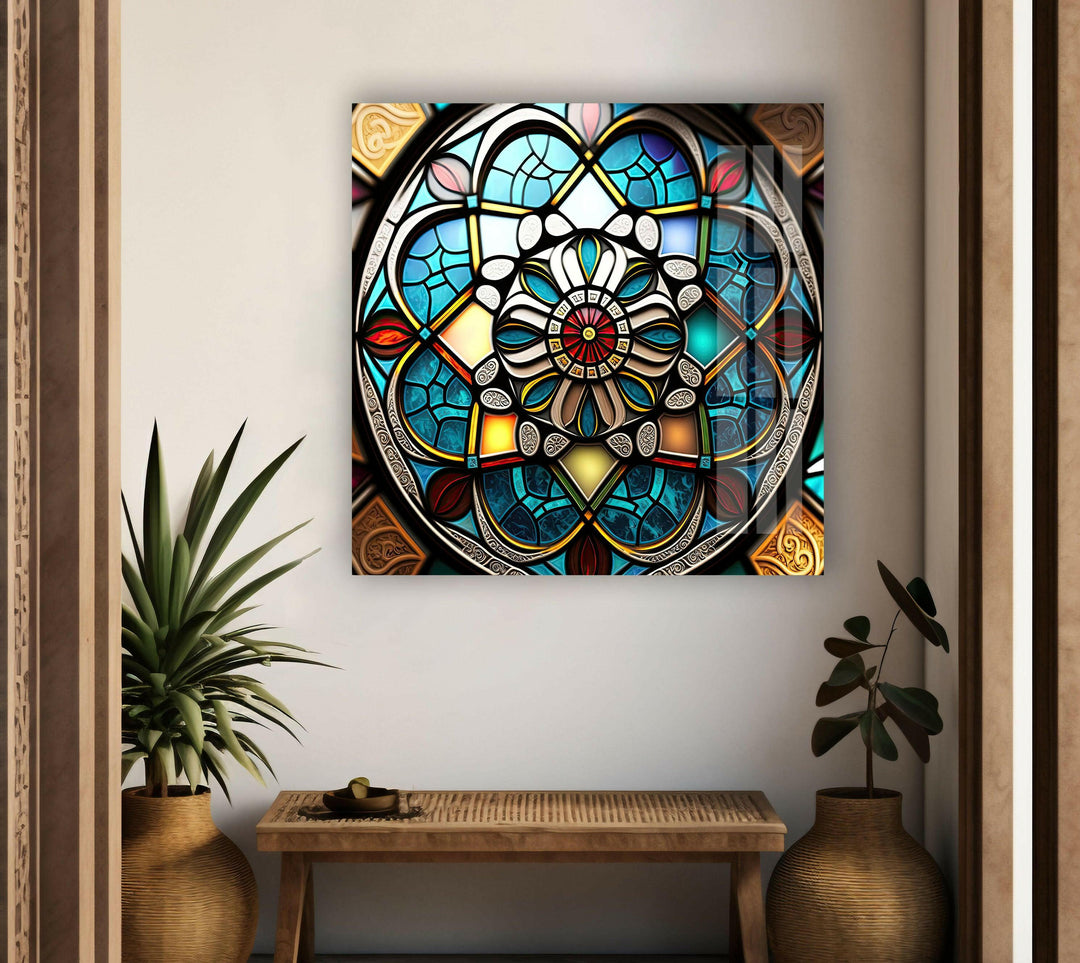Mandala Stained Glass Wall Art photo print on glass, prints on glass wall art