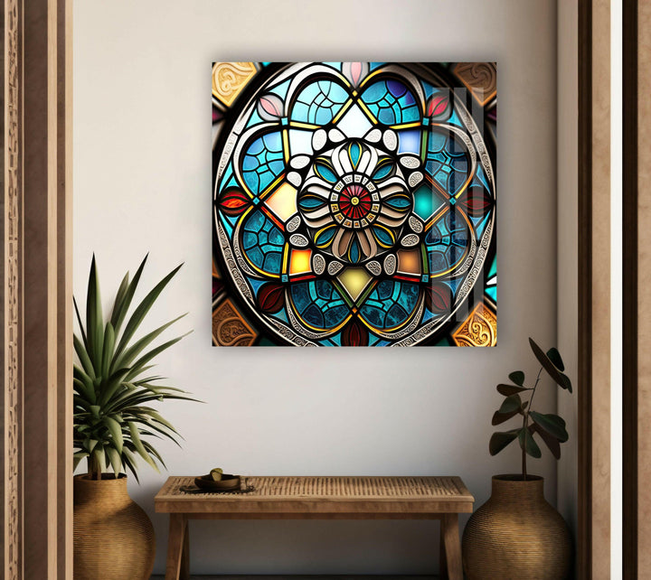 Mandala Stained Glass Wall Art photo print on glass, prints on glass wall art