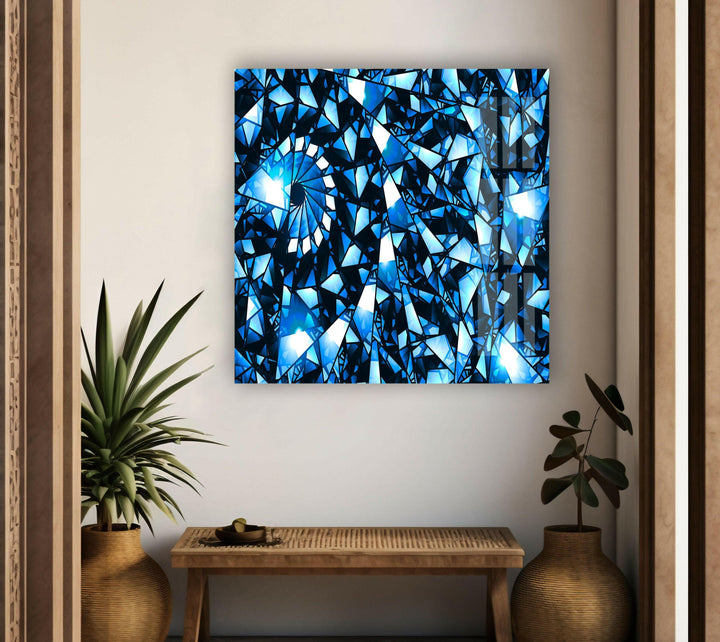 Blue & Black Stained Glass Wall Art large glass photo prints, glass wall photos