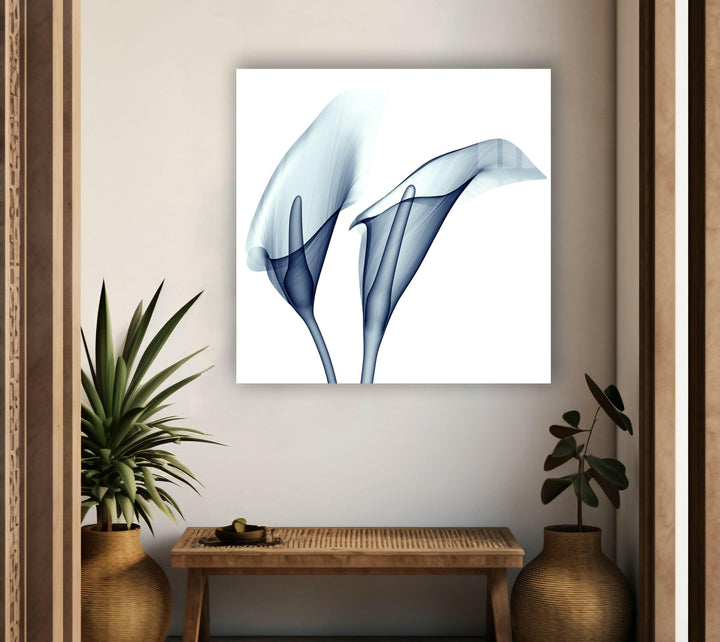 Blaue Calla-Lilien, Glaswandkunst