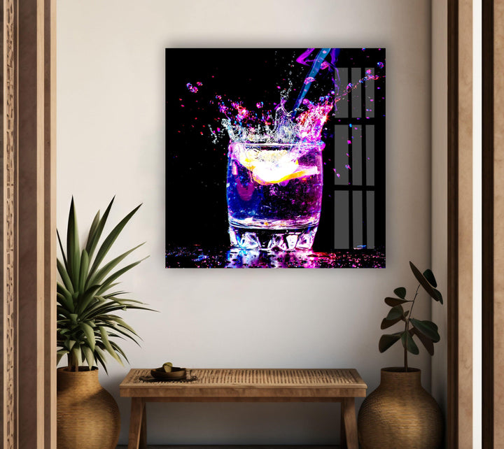Cocktail Drink Glass Wall Art, custom glass pictures, glass art prints