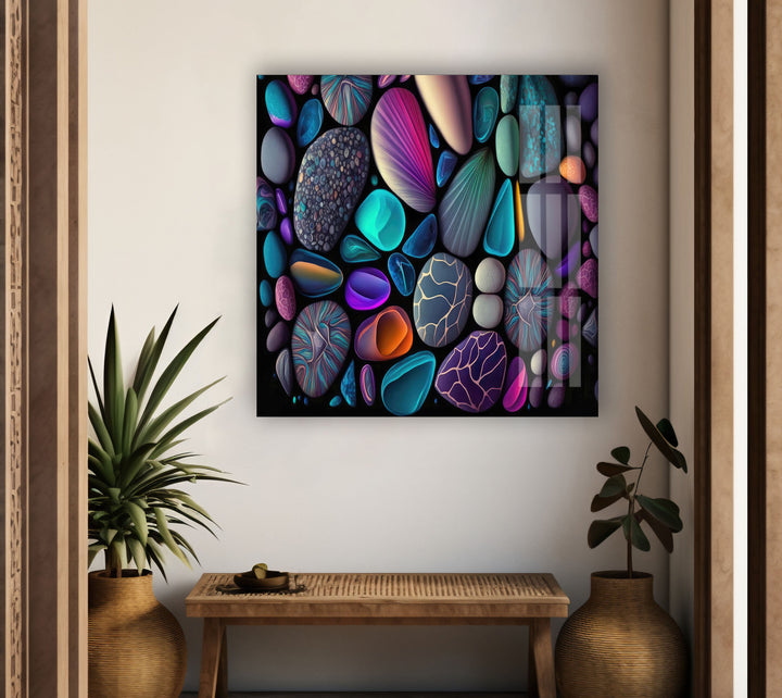 Colorful Zen Stones Spa Decor Glass Art & Cool Wall Decor