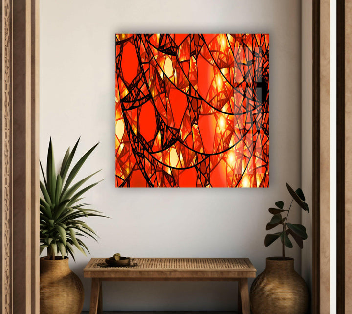 Red Stained Floral Glass Wall Art picture on glass wall art, photos printed on glass