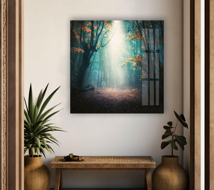 Magical Morning in the Forest – A Nature-Inspired Glass Wall Art
