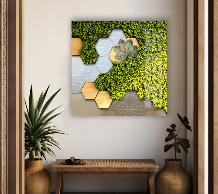 Beige Background With Moss Flower Glass Wall Art, glass photo prints, glass picture prints