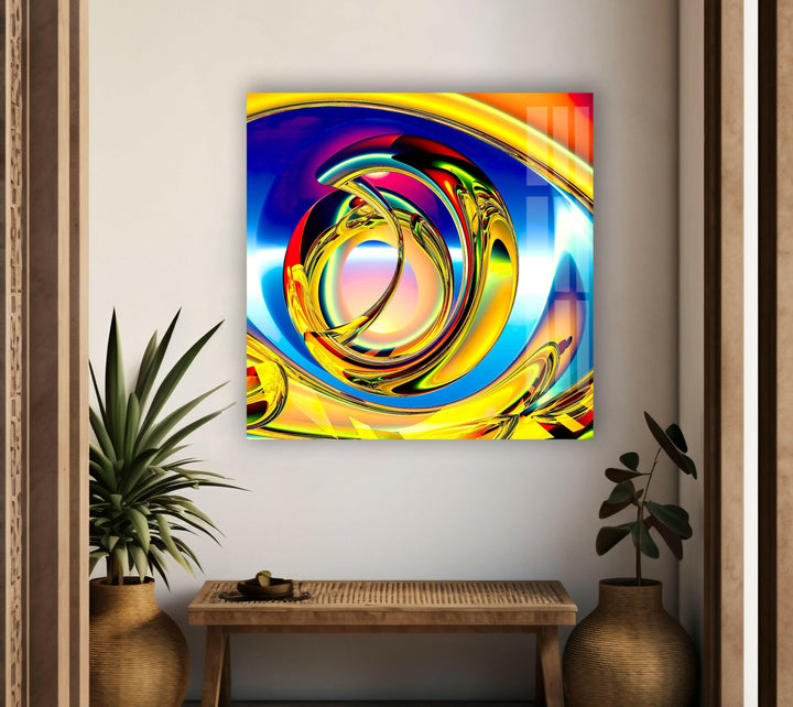 Golden Fractal Abstract Glass Wall Art art glass wall art, glass wall art pictures
