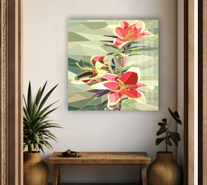 Lily Mosaic Glass Wall Art print on glass, glass printed photos