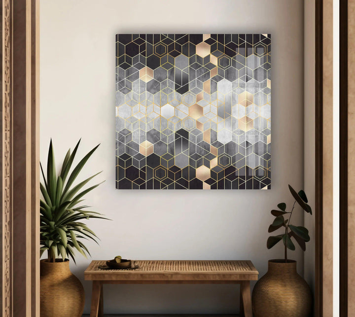 Mosaic Hexagon Glass Wall Art glass image printing, glass prints from photos
