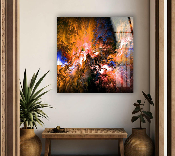 Colored Supernova Abstract Glass Wall Art glass art painting, glass art for the Wall
