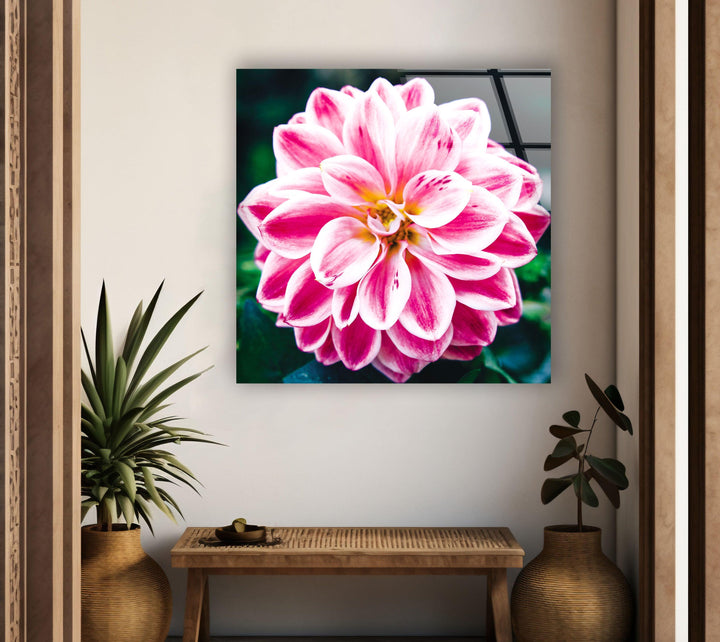Vivid Pink Flower Glass Wall Art, custom glass pictures, glass art prints