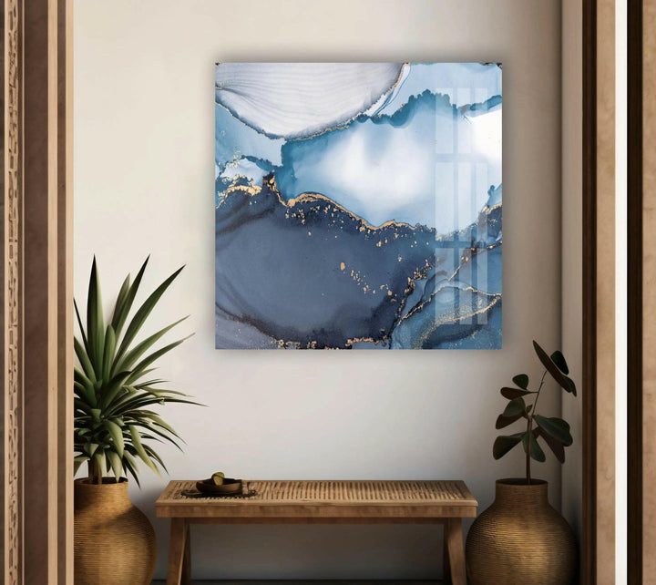 Blue Abstract Glass Wall Art
