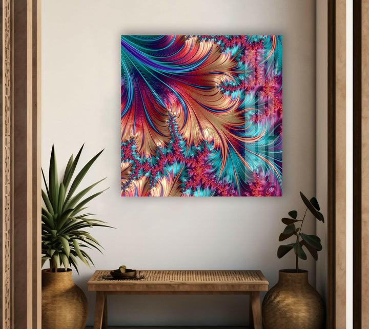 Fraktale rosa Spiralglas-Wandkunst