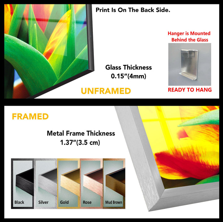Yellow Tulips Glass Wall Art, glass pictures for Wall, glass prints wall art