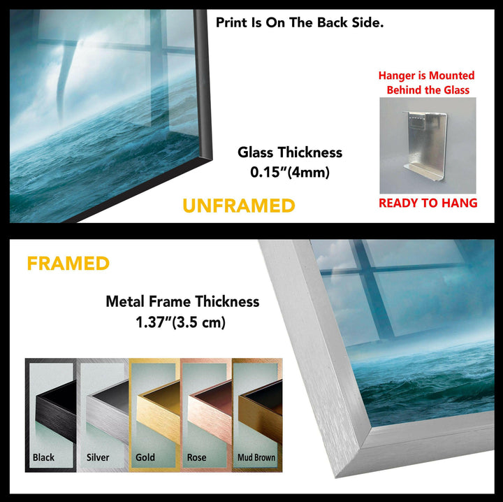 Storm Over the Ocean: A Dramatic Glass Wall Art