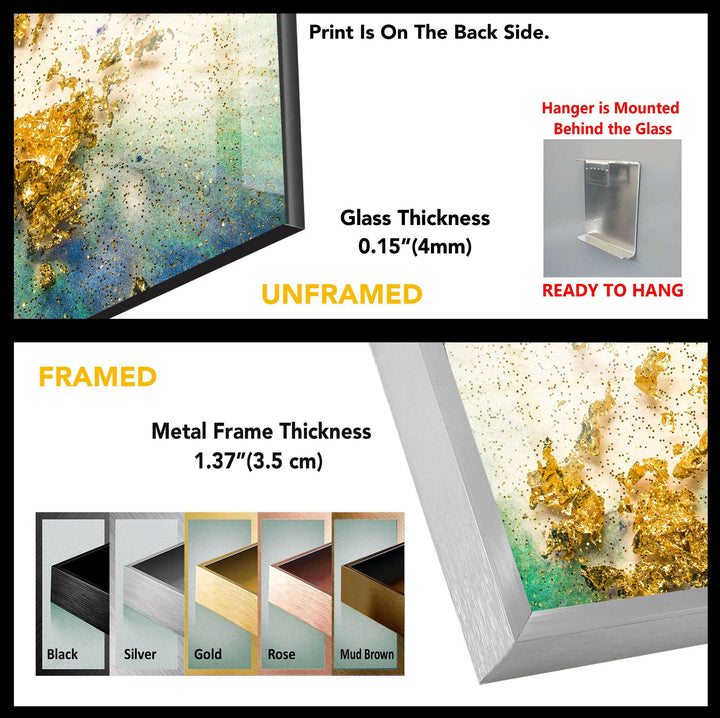 Golden Epoxy Design Abstract Glass Wall Art