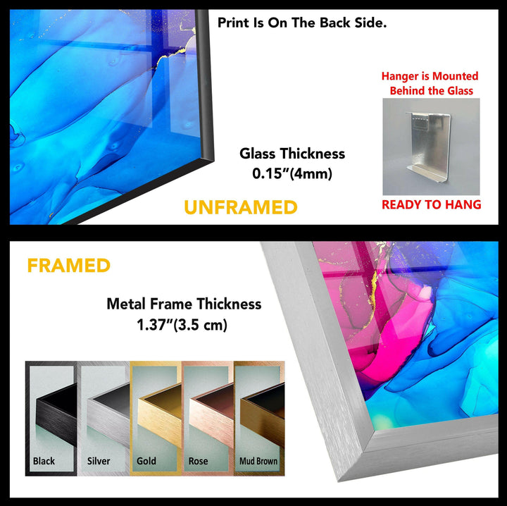 Blue and Pink Abstract Tempered Glass Wall Art - MyPhotoStation