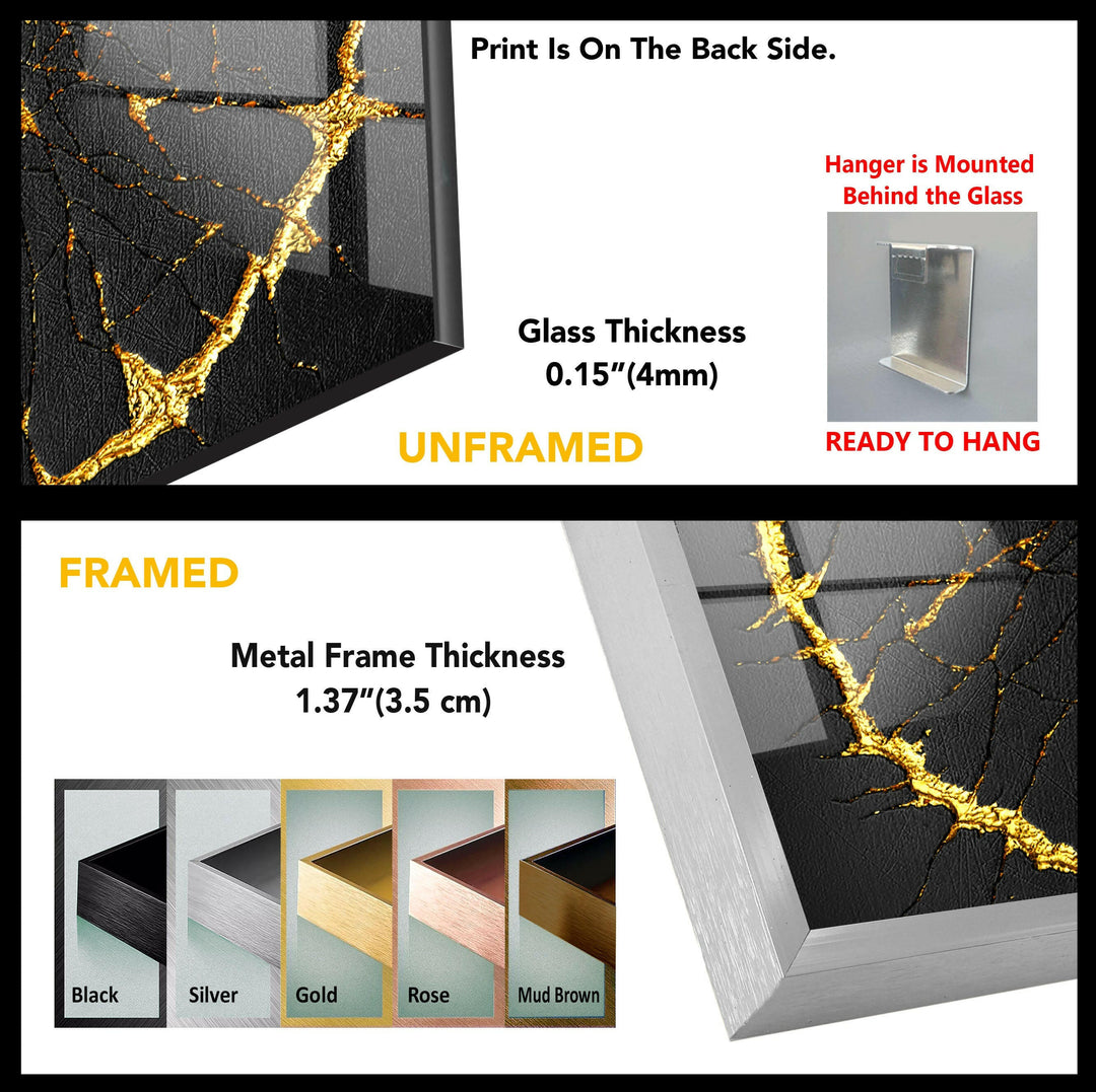 Golden Cracks Abstrakte Glaswandkunst