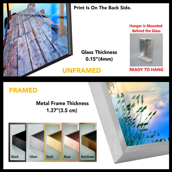 Meereslandschaft mit einem Pier Glas Wandkunst