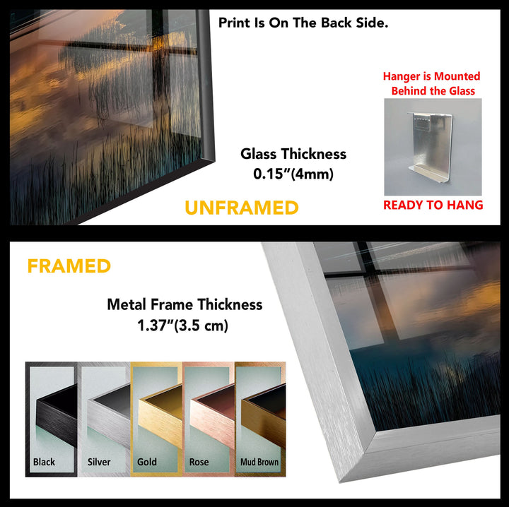 Golden Twilight Reflection: A Stunning Landscape Art Print on Glass Wall Art