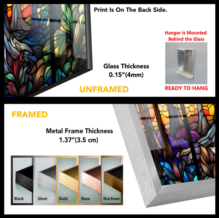 Stained Colored Tree Glass Wall Art