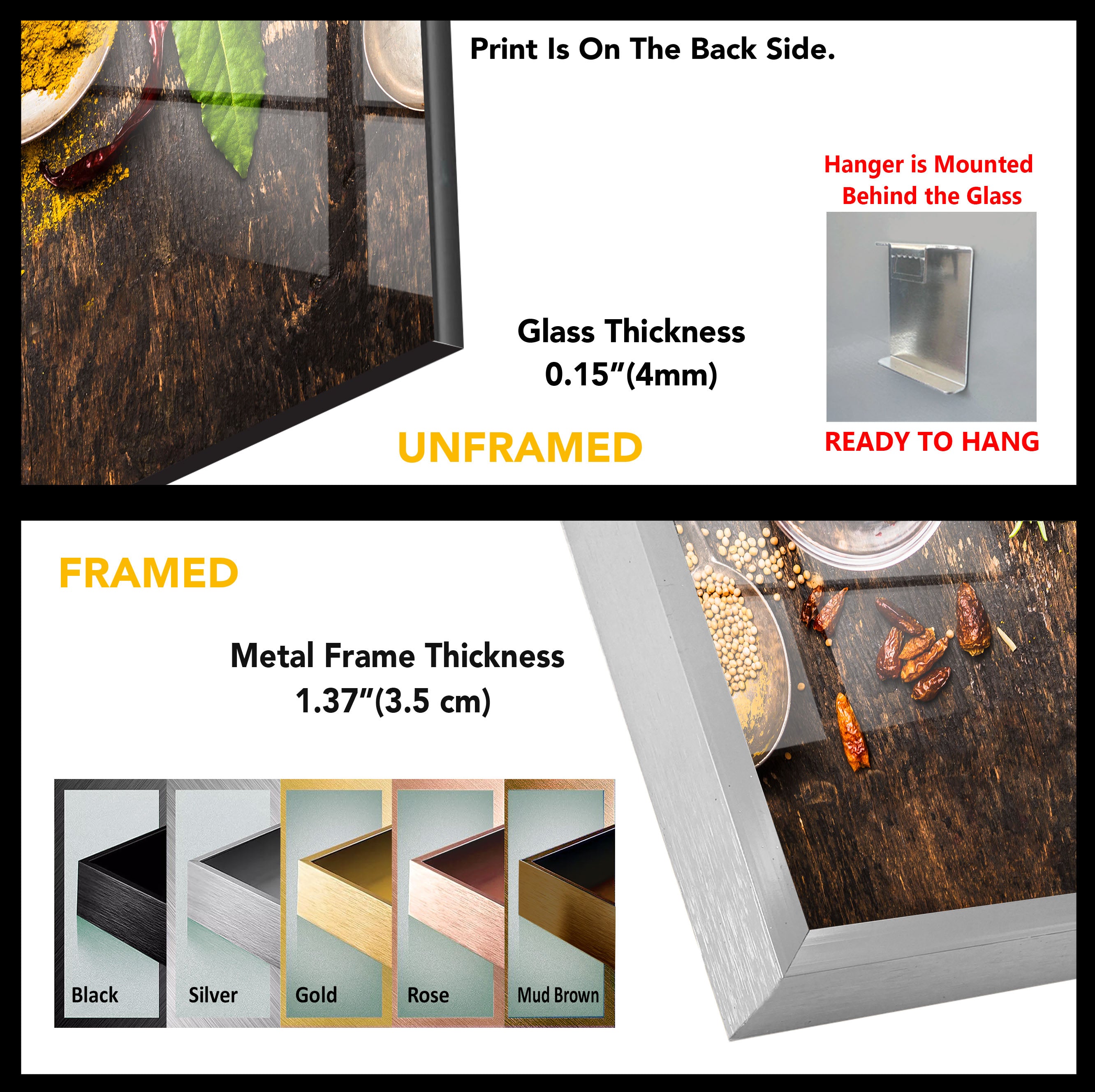 Spices Kitchen Tempered Glass Wall Art