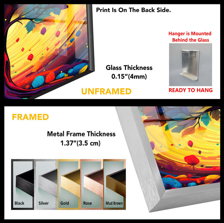 Colorful Tree Painting Glass Wall Art