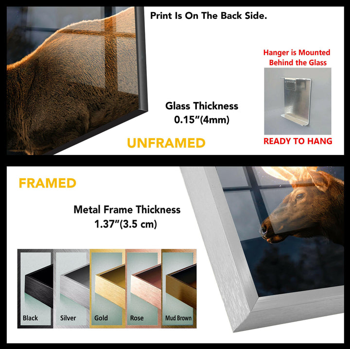 Neon Wildlife Deer Tempered Glass Wall Art - MyPhotoStation