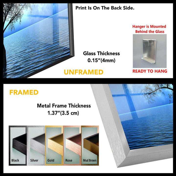 Lunar Reflection: A Mystical Full Moon Over Water Glass Wall Art