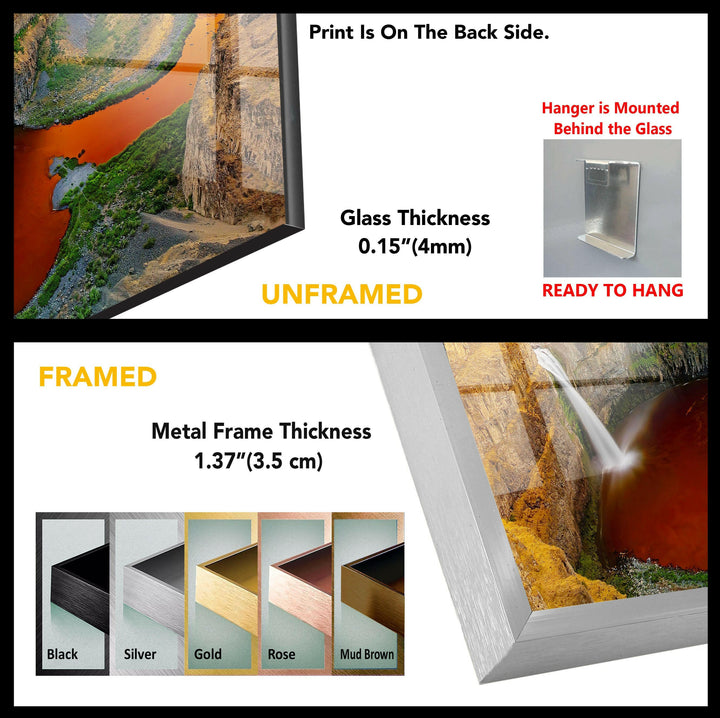 Grand Canyon Waterfall: A Breathtaking Landscape Glass Wall Art