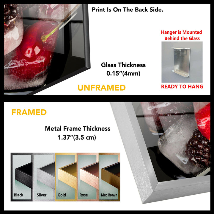 Iced Cherries Glass Wall Art, glass photo prints, glass picture prints