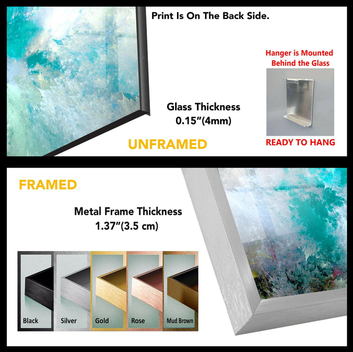 Turquoise Blue Alcohol ink Glass Wall Art