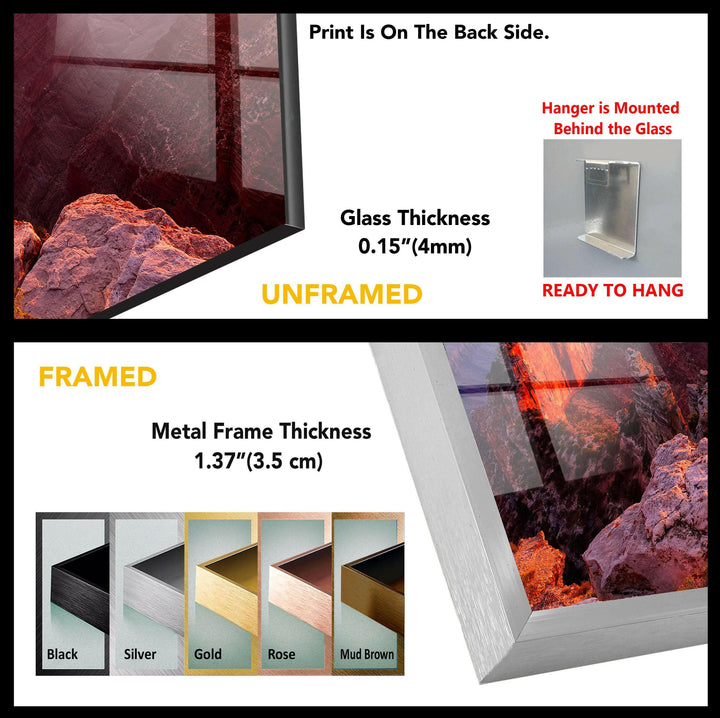 Grand Canyon Sunset: A Majestic Glow on Glass Wall Art
