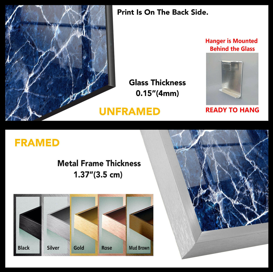 Dark Blue Alcohol ink Glass Wall Art, glass art painting, glass art for the Wall