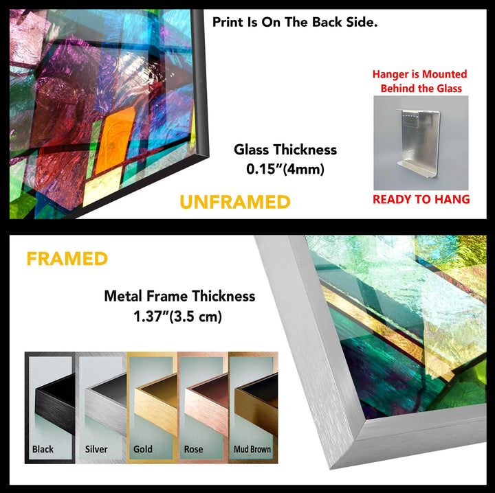 Bunt bemalte geometrische Glaswandkunst