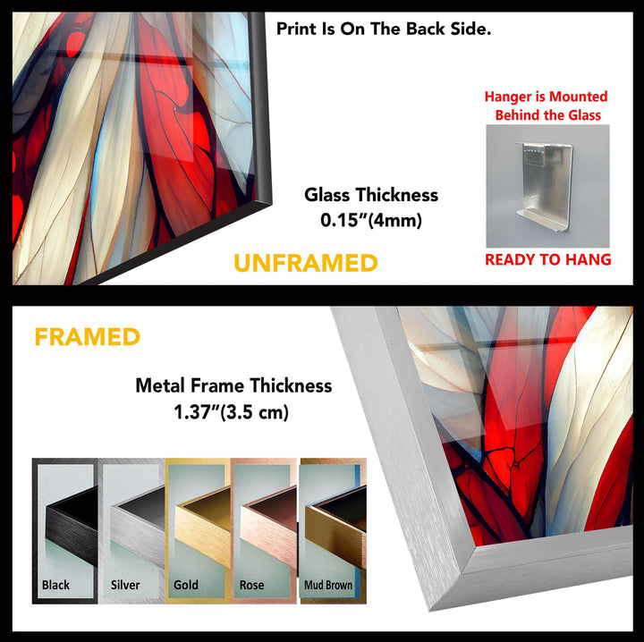 Wandkunst aus rotem Buntglas