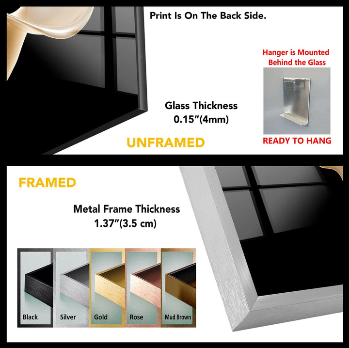 Splash of Gold Glass Wall Art ready to hang