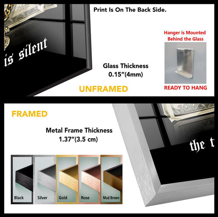 Money Dollar Tempered Glass Wall Art - MyPhotoStation