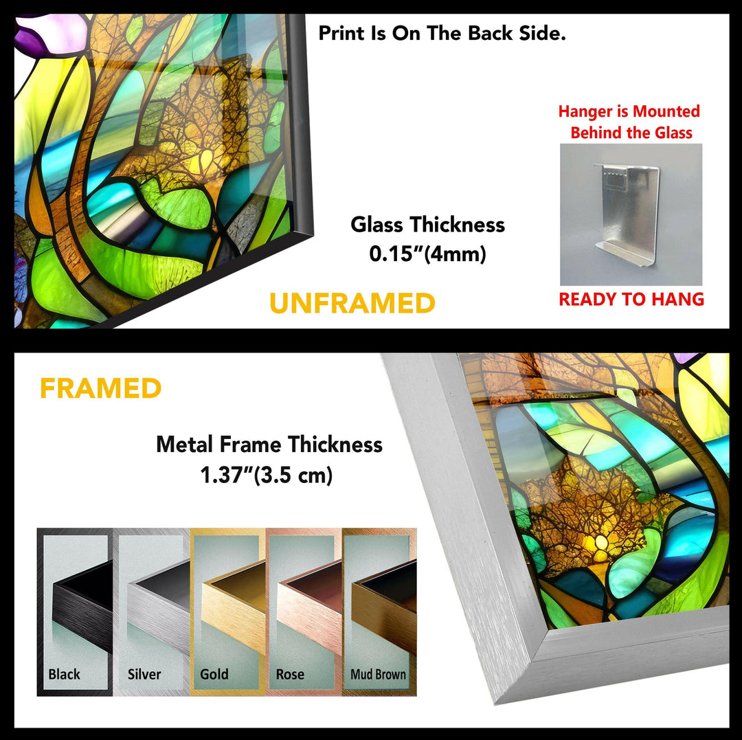 Stained Glass Lotus Flower Glass Wall Art, large glass photo prints, glass wall photos