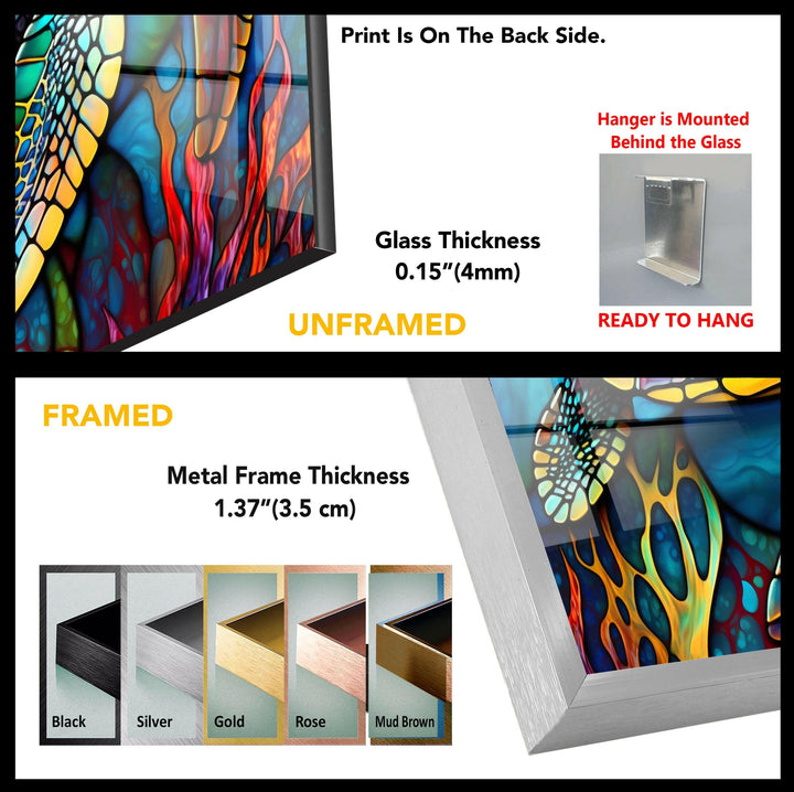 Wandbild aus Glas mit Meeresschildkröte-Motiv