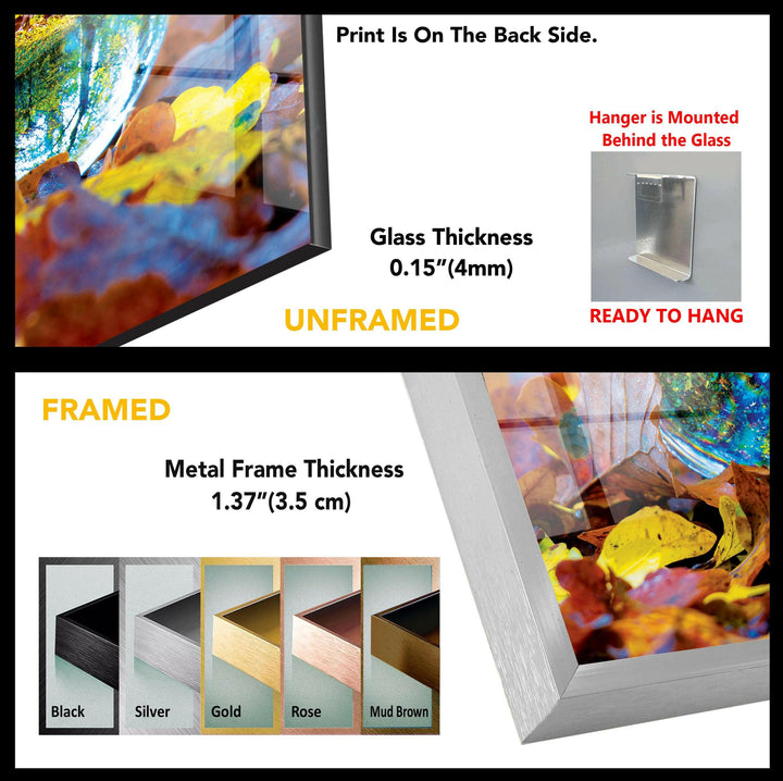 Autumn Reflection: A Mesmerizing Glass Wall Art of Fall Foliage