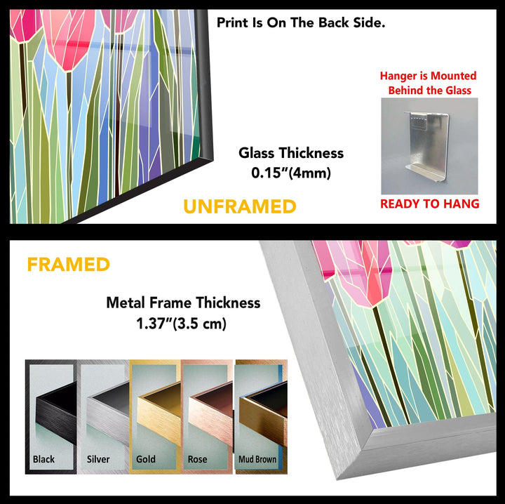 Pink Tulip Stained Glass Wall Art, art glass wall art, glass wall art pictures