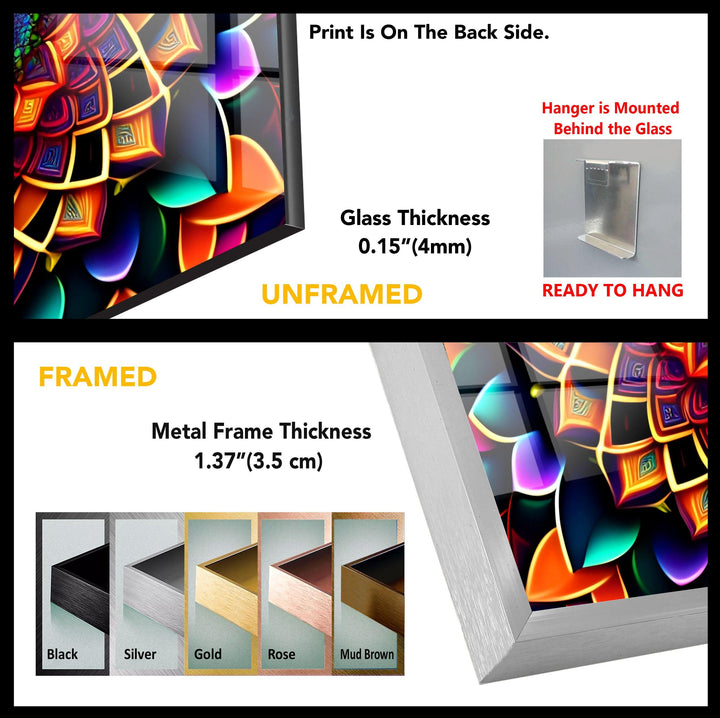 Colorful Mandala Glass Wall Art