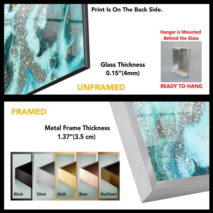 Blue Silver Decor Tempered Glass Wall Art - MyPhotoStation