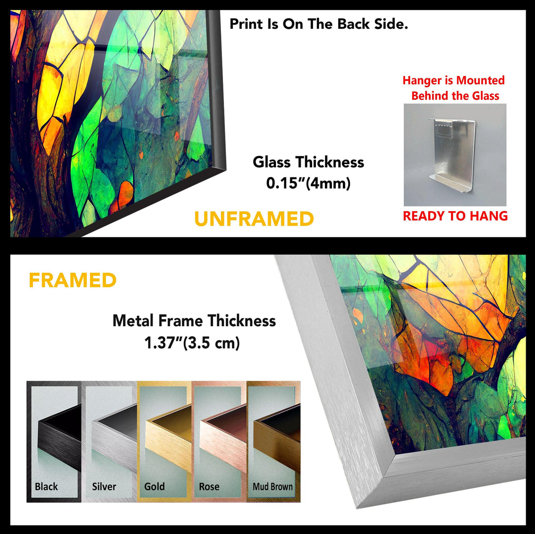 Stained Life of Tree Decor Tempered Glass Wall Art - MyPhotoStation