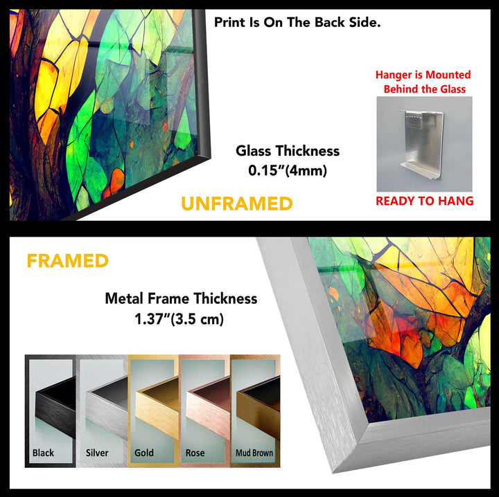 Stained Life of Tree Decor Tempered Glass Wall Art - MyPhotoStation