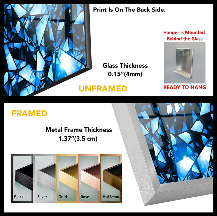 Blaue und schwarze Buntglas-Wandkunst