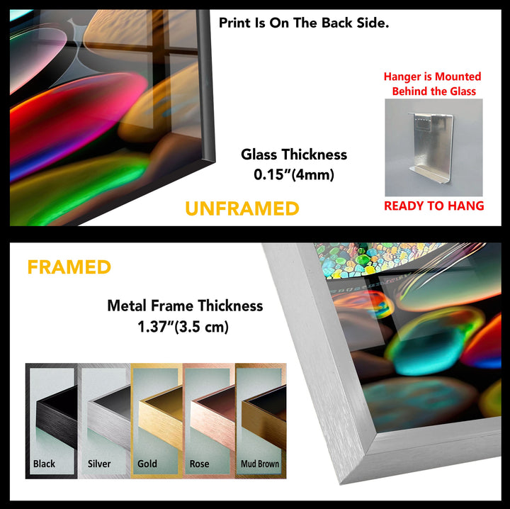 Neon Decor Stones Tempered Glass Wall Art - MyPhotoStation