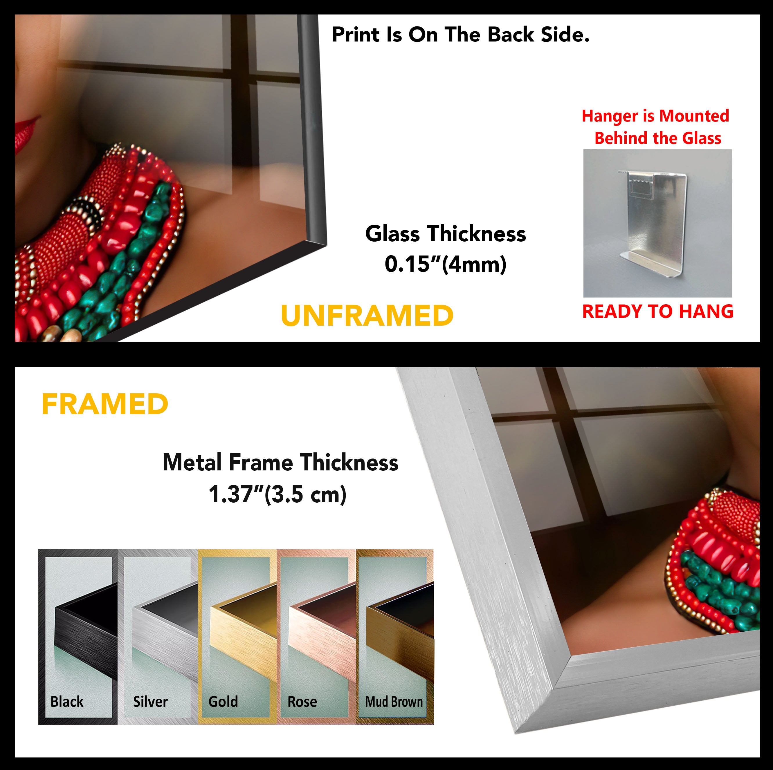African Black Woman Tempered Glass Wall Art