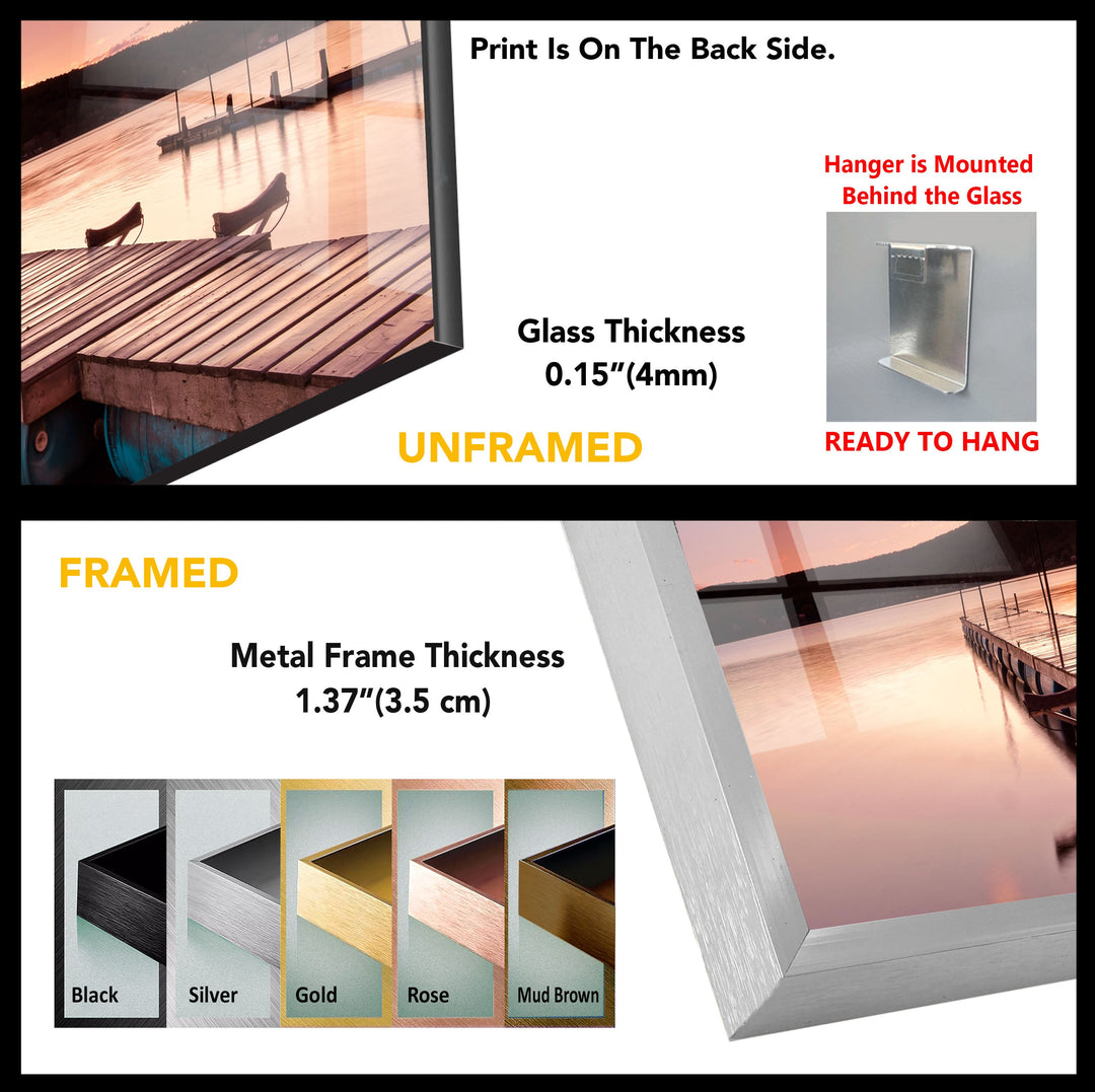Sunset Purple Dock Glass Wall Art