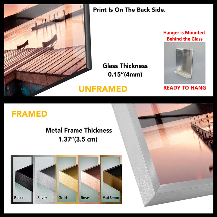 Sunset Purple Dock Glass Wall Art